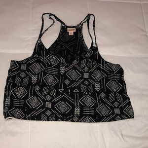 Tribal black crop tank